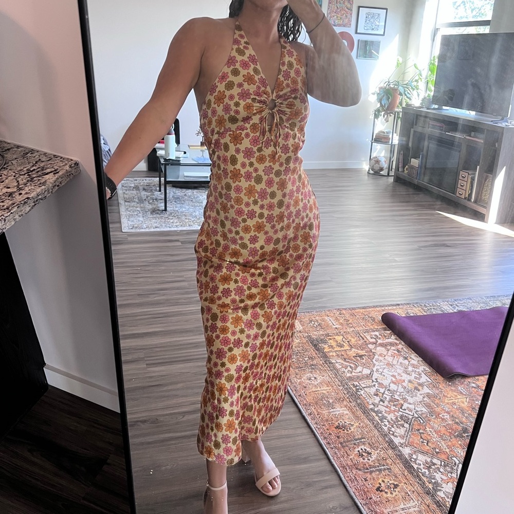 Floral Halter Neck Maxi Dress